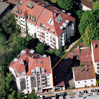 Das Baugrundstück Fallmerayerstraße 13, unmittelbar angrenzend an den von uns im Jahre 1997 erbauten „Fallmerayer Hof“ in der Fallmerayerstraße 11